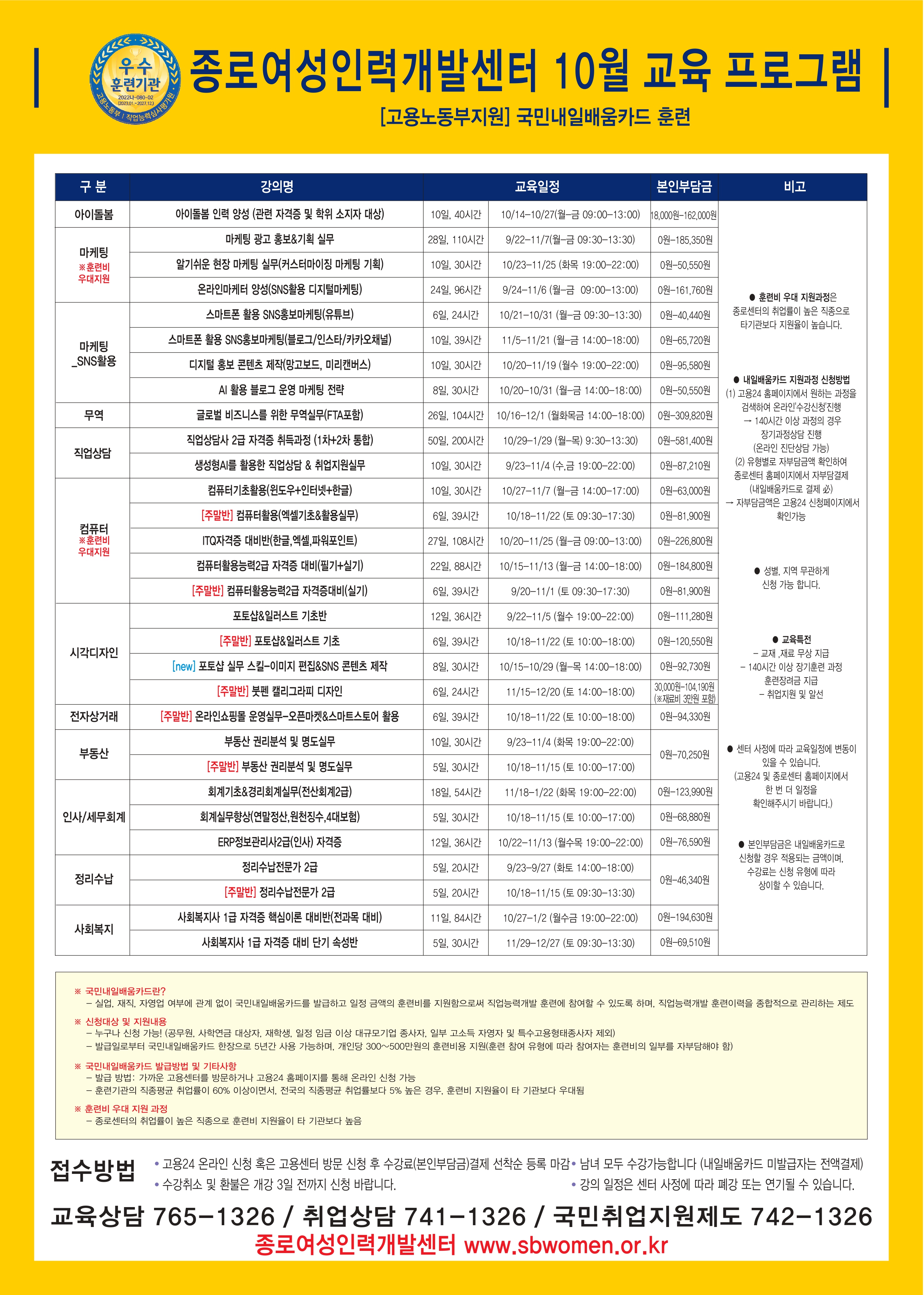 [붙임] 종로여성인력개발센터 2025년 10월 교육프로그램 홍보물_page-0001